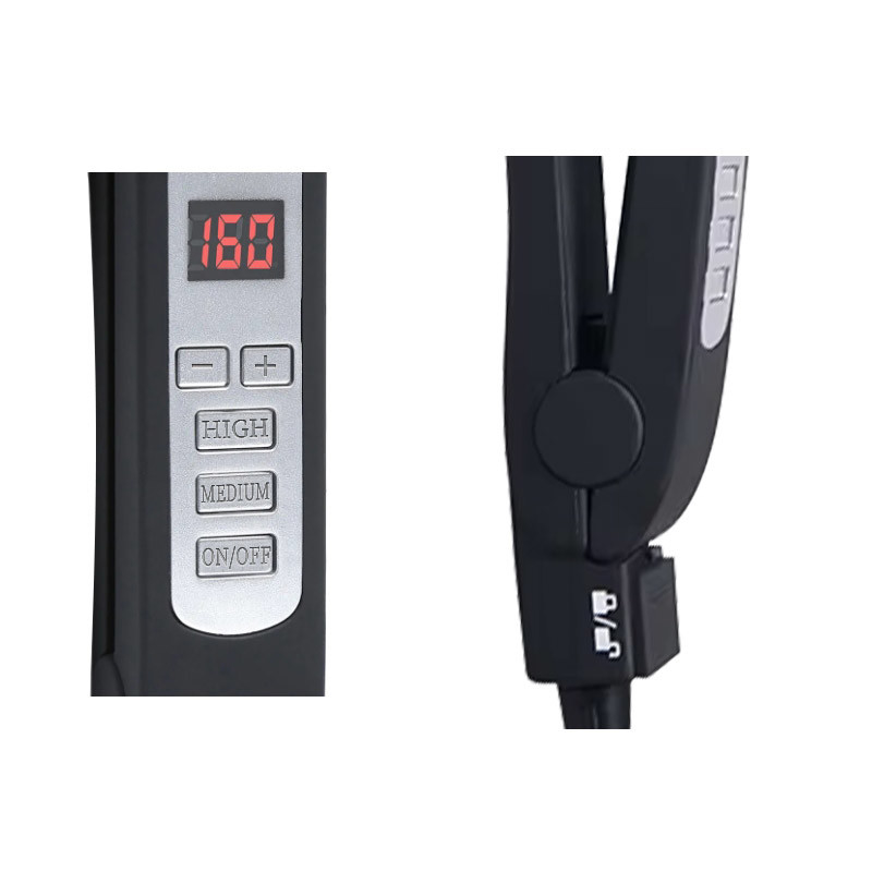 2 en 1 tamaño de viaje alisador de cabello y rizador con bloqueo seguro y temperatura ajustable