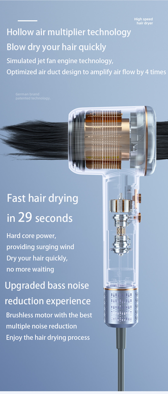 110000RPM Motor sin escobillas secador de pelo botón de disparo frío ABS EU/US/ALCI/AU/UK/JP enchufe para viajar