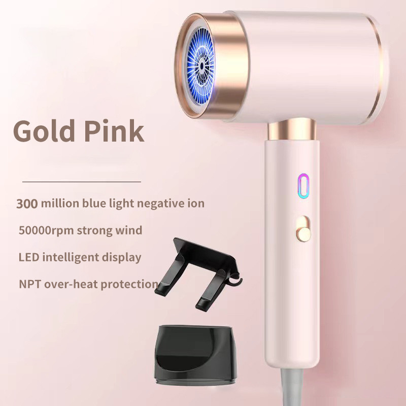 2000W Alta Velocidad Luz Azul LED Interruptor de pantalla en el lado Secador de cabello rápido