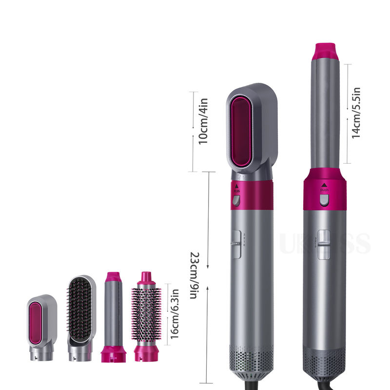 Envase de aire de iones negativos Curling automático de cabello peinado con aire caliente cepillado 5 en 1 multifunción