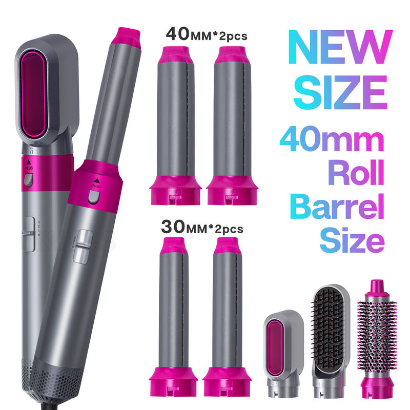 Envase de aire de iones negativos Curling automático de cabello peinado con aire caliente cepillado 5 en 1 multifunción