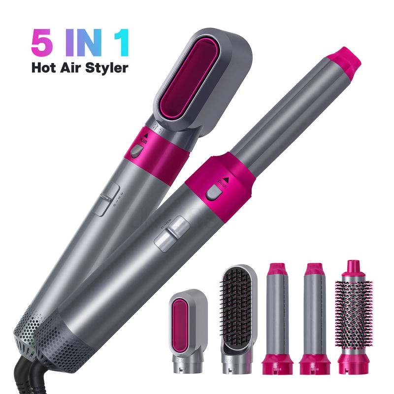 Envase de aire de iones negativos Curling automático de cabello peinado con aire caliente cepillado 5 en 1 multifunción