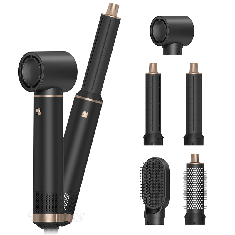 5 en 1 caja de regalo negro secador de pelo de un paso profesional de iones negativos multifunción Styler