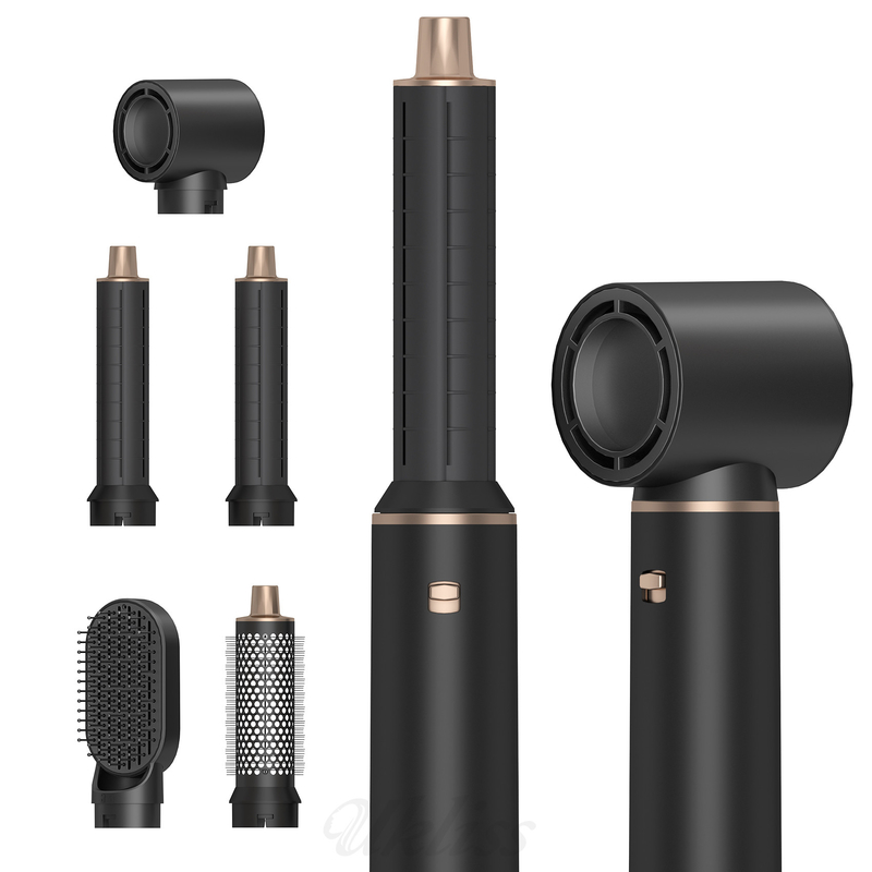 5 en 1 caja de regalo negro secador de pelo de un paso profesional de iones negativos multifunción Styler