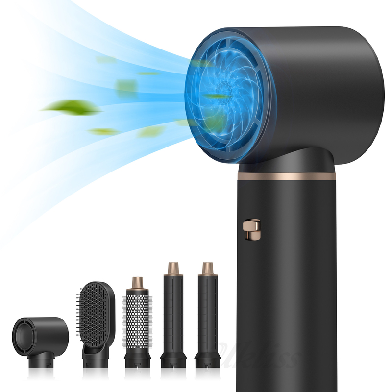 5 en 1 caja de regalo negro secador de pelo de un paso profesional de iones negativos multifunción Styler
