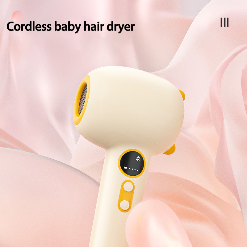 Secador de pelo sin cables con bajo ruido y temperatura constante para proteger la piel del bebé