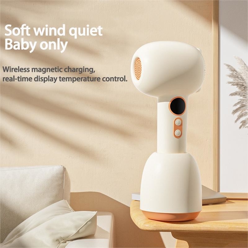 Secador de cabello para bebés sin cables Caliente suave Aire suave recargable Pequeño secador de pelo para bebés con 3 ajustes