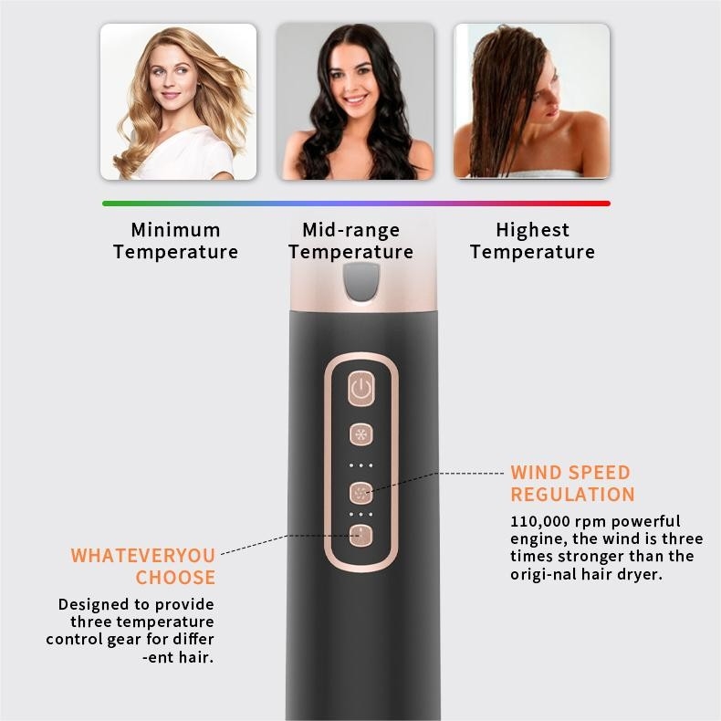 6 en 1 secador de aire caliente Cepillo profesional de alisador de cabello Cepillo de cabello de alta velocidad Set de secador de pelo