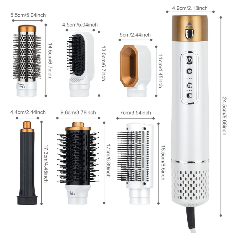 6 en 1 secador de aire caliente Cepillo profesional de alisador de cabello Cepillo de cabello de alta velocidad Set de secador de pelo