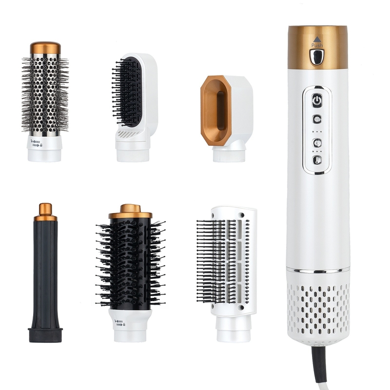 6 en 1 secador de aire caliente Cepillo profesional de alisador de cabello Cepillo de cabello de alta velocidad Set de secador de pelo
