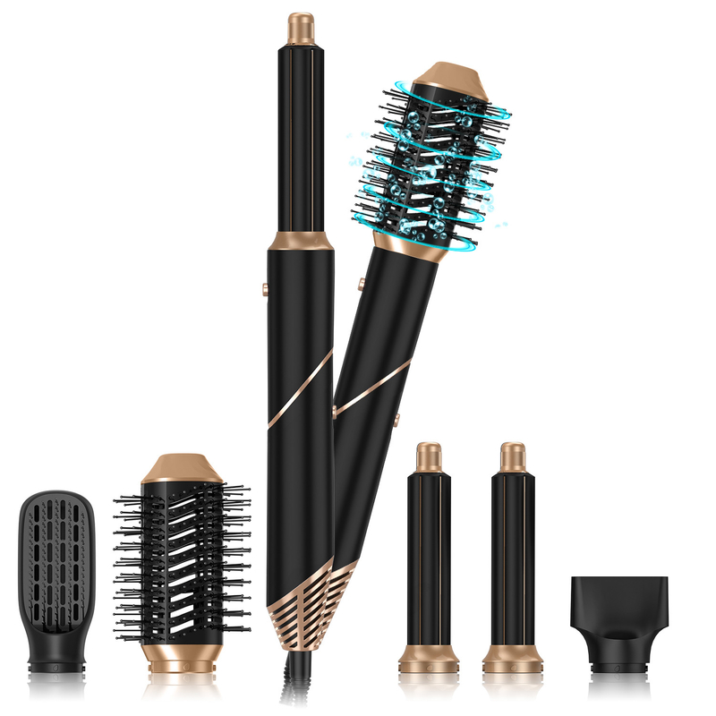 Profesional 6 en 1 Poderoso plegable estilo de pelo de aire caliente secador de pelo salón de belleza iónico Balck Golden