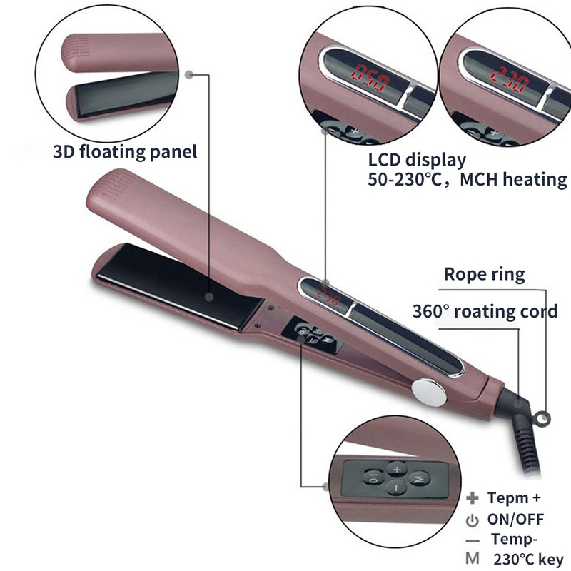 Display LCD Limpiador de cabello de tamaño múltiple con control táctil y tecnología de calefacción MCH