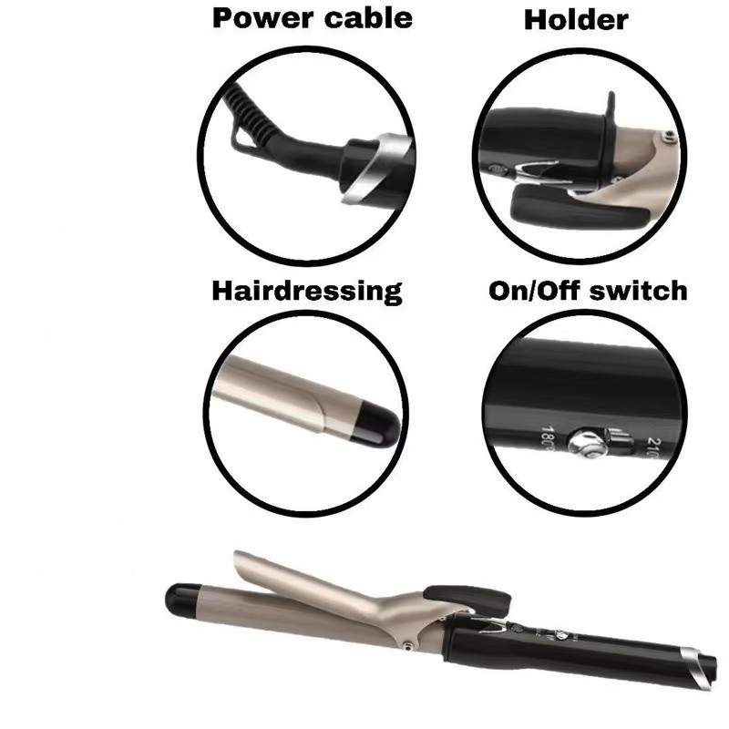 45W rizadores de cabello de iones negativos Cuidado de aluminio varita grande ondas de rizado hierros de calentamiento rápido peinador