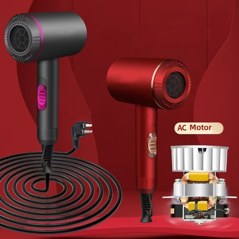 1300W Poderoso secador de cabello motor de CA de secado rápido ajuste de calentamiento iónico con 1 difusor y 2 boquillas de concentración