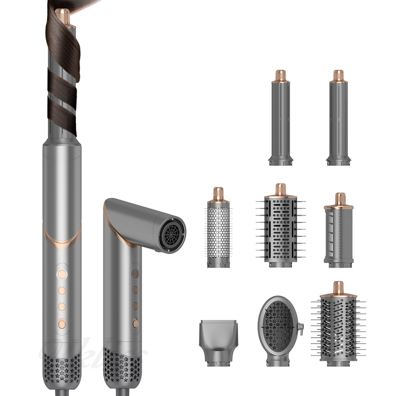 Set de secador de pelo plegable de 8 en 1 con ajustes de calor ajustables y diseño de boquilla múltiple