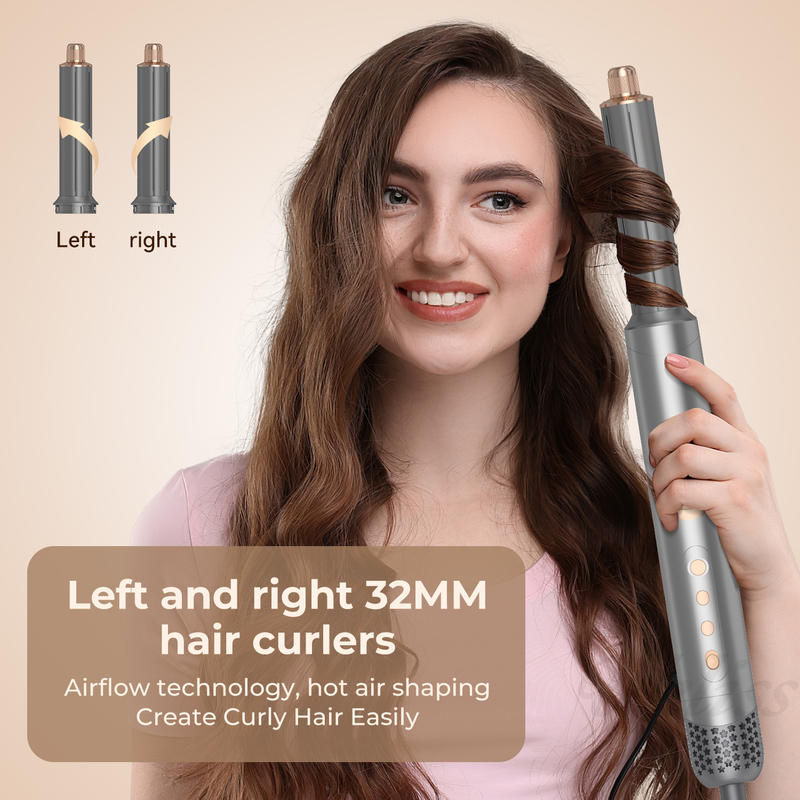 Set de secador de pelo plegable de 8 en 1 con ajustes de calor ajustables y diseño de boquilla múltiple