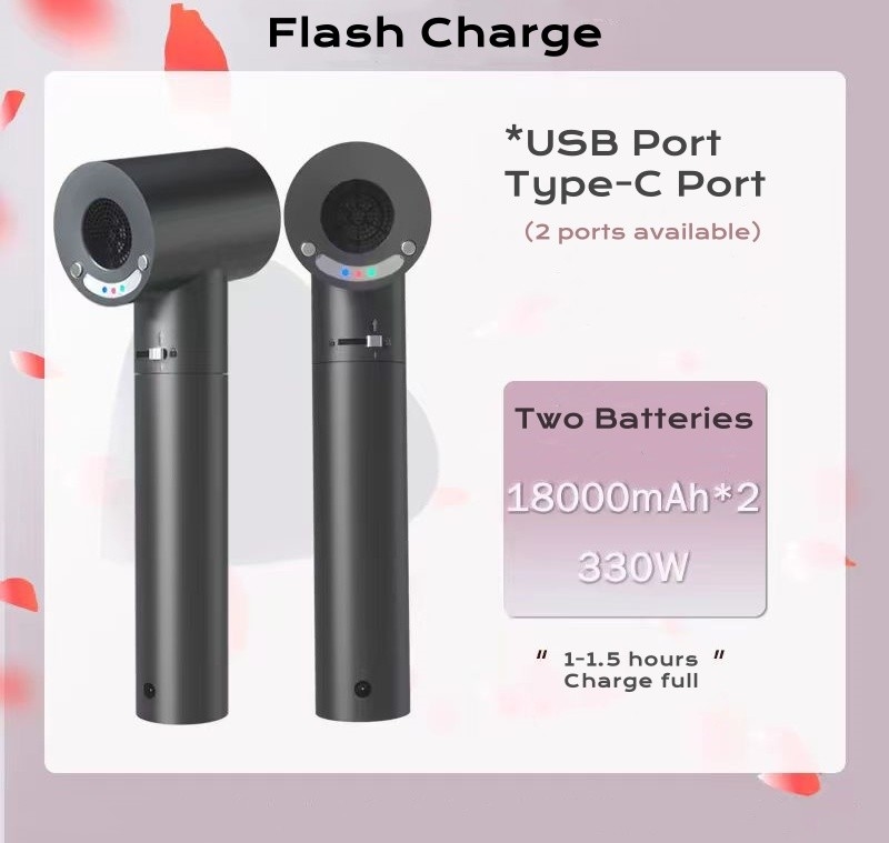 330W potente soplador inalámbrico ventilador turbo jet ventilador de limpieza gran capacidad de la batería tipo C carga