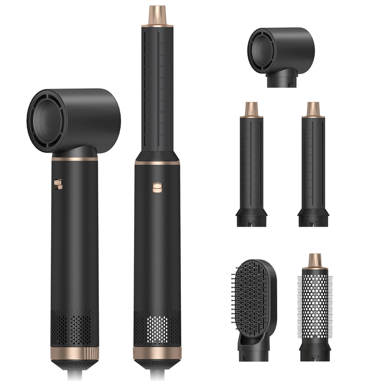 Multifunción 5 en 1 Comb Set de aire caliente Estiramiento Reducción de ruido Curling Tecnología de iones negativos de hierro