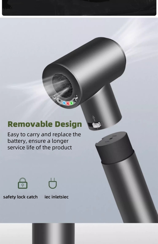 Secador de cabello portátil sin cables 60W Batería Alimentada con 4 aleación de aluminio de ajuste de calor