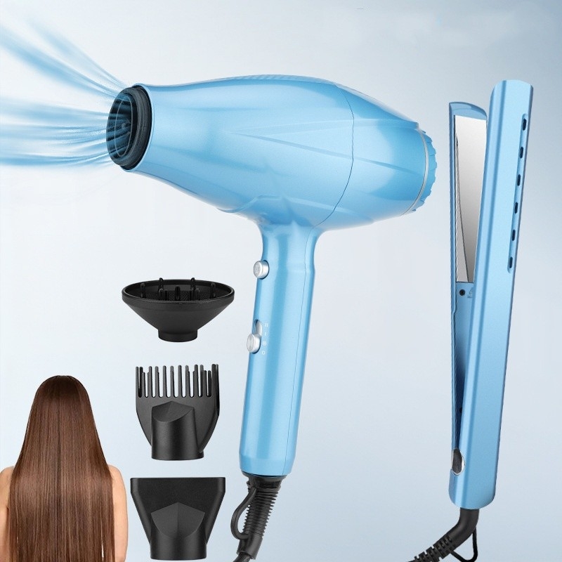2 en 1 secador de cabello y alisador de cabello profesional de alta potencia 2200W Set regalo de cuidado del cabello
