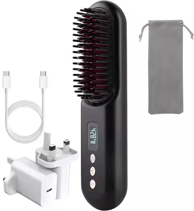 Camilla de alisador eléctrico de cabello de viaje con recargable USB y longitud del cable de 6 pies
