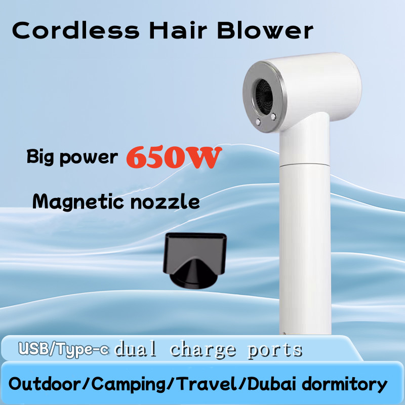Secador de cabello portátil de 450W sin cables con batería de 48000mAh