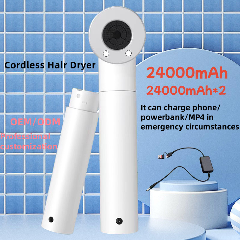 Secador de cabello portátil de 450W sin cables con batería de 48000mAh