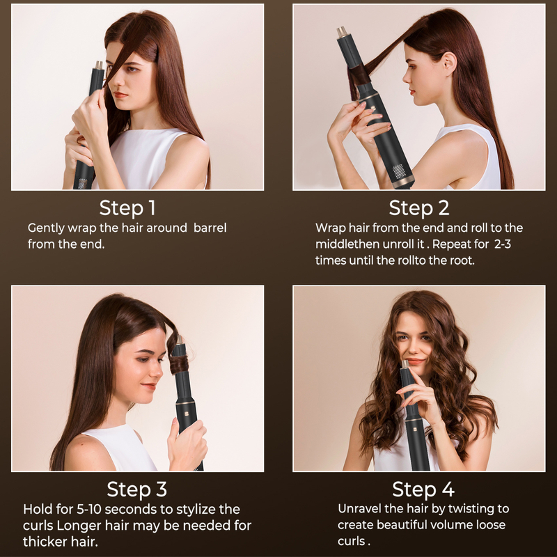 Herramienta de peinado eléctrico 5 en 1 Logotipo personalizado LED Curler de pelo multifuncional Con 1000W de potencia y 1.8m de longitud de cable