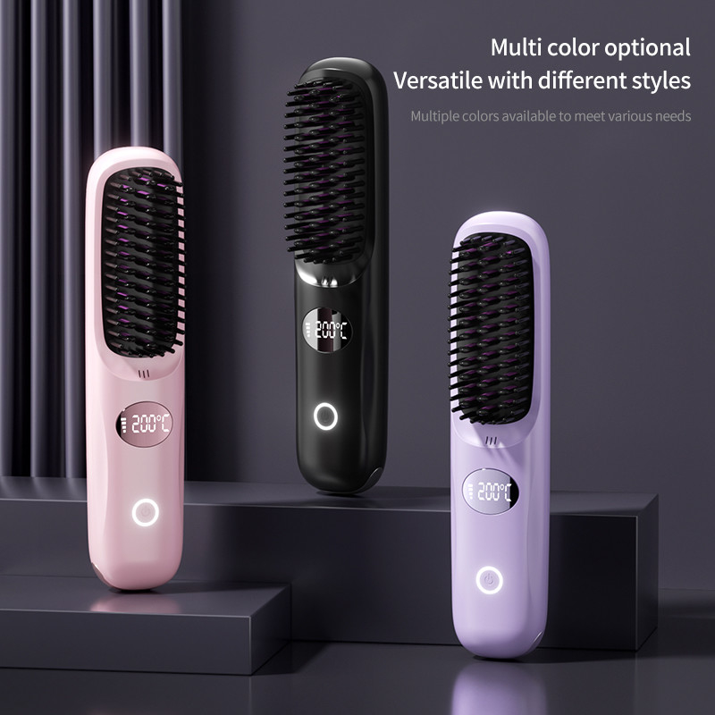Cuidado personal Secador de cabello cepillado eléctrico Peinado de aire caliente Cambio de calor USB inalámbrico recargable para alisador de cabello cepillado