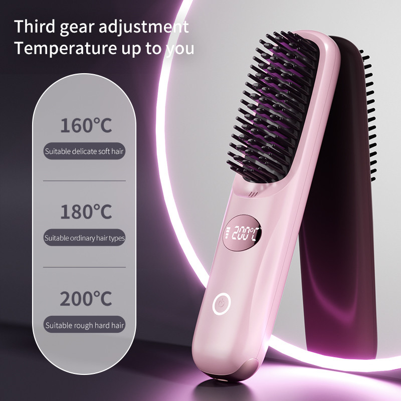Cuidado personal Secador de cabello cepillado eléctrico Peinado de aire caliente Cambio de calor USB inalámbrico recargable para alisador de cabello cepillado