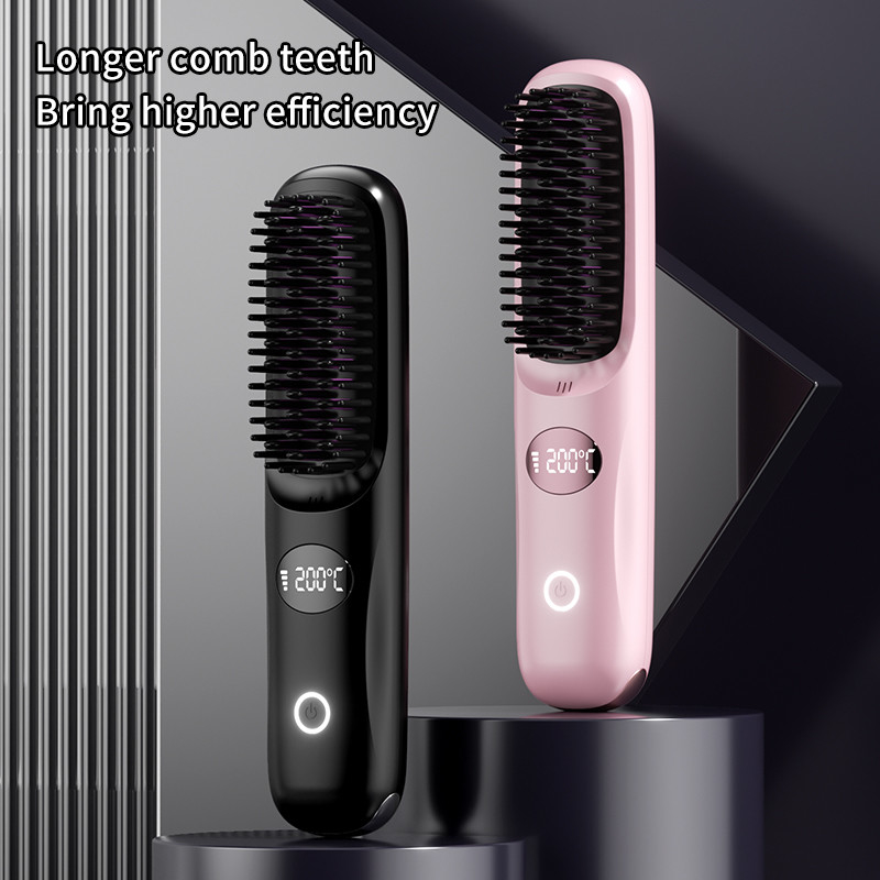 Cuidado personal Secador de cabello cepillado eléctrico Peinado de aire caliente Cambio de calor USB inalámbrico recargable para alisador de cabello cepillado