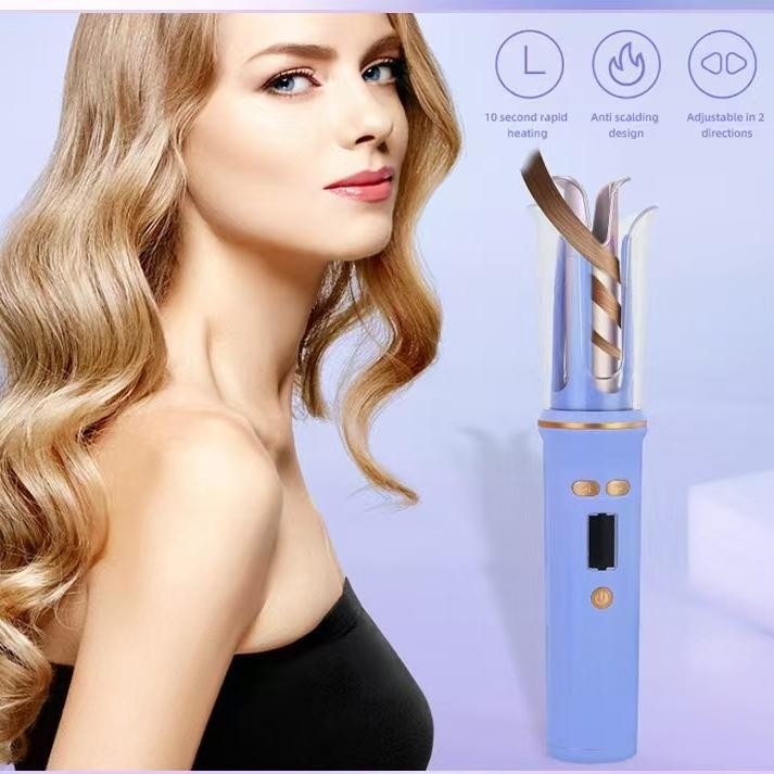 USB Recargable Curler de cabello portátil Viaje sin cable Mini Curler de cabello de hierro Auto LCD Display Temperatura