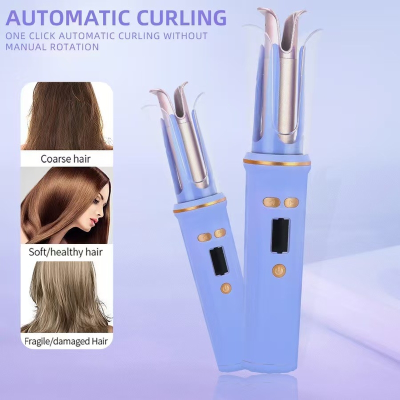 USB Recargable Curler de cabello portátil Viaje sin cable Mini Curler de cabello de hierro Auto LCD Display Temperatura