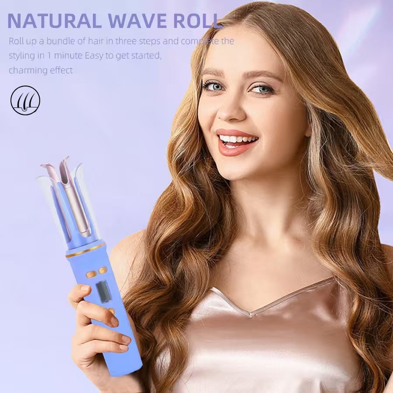 USB Recargable Curler de cabello portátil Viaje sin cable Mini Curler de cabello de hierro Auto LCD Display Temperatura