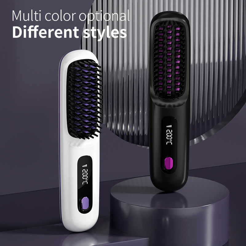 Cepillo eléctrico de aire caliente de alisador de cabello cerámico con tecnología de iones negativos y cable giratorio