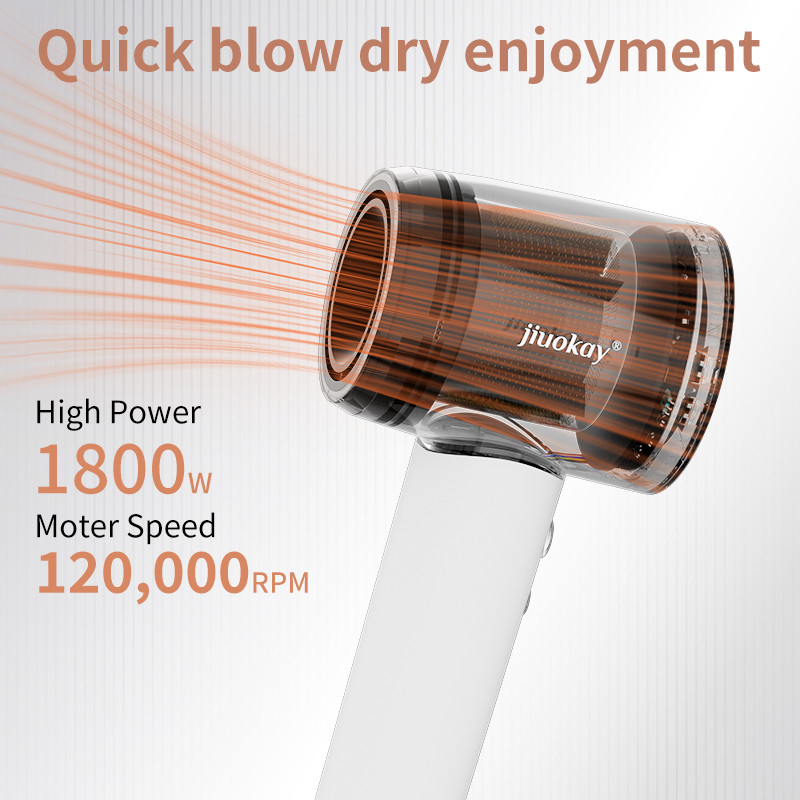Viaje 1800W Alta Velocidad Motor de secador de pelo sin cepillo con 110,000 Rpm y 5 mil millones de plasma