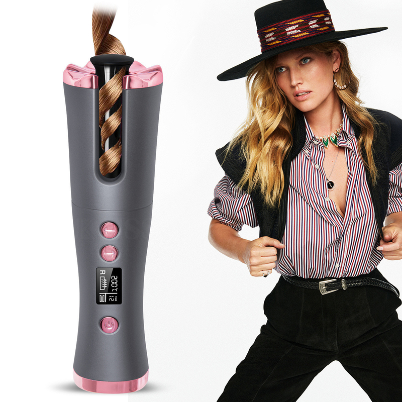 15W sin cables Curl automático de cabello portátil Tipo-C recargable de calefacción rápida diseño compacto