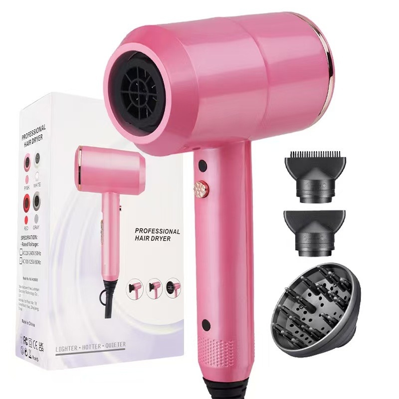 Secador de cabello de iones negativos profesional de 1500w Cuidado del cabello con motor de CA fuerte con 3 boquillas de aire para cabello rizado