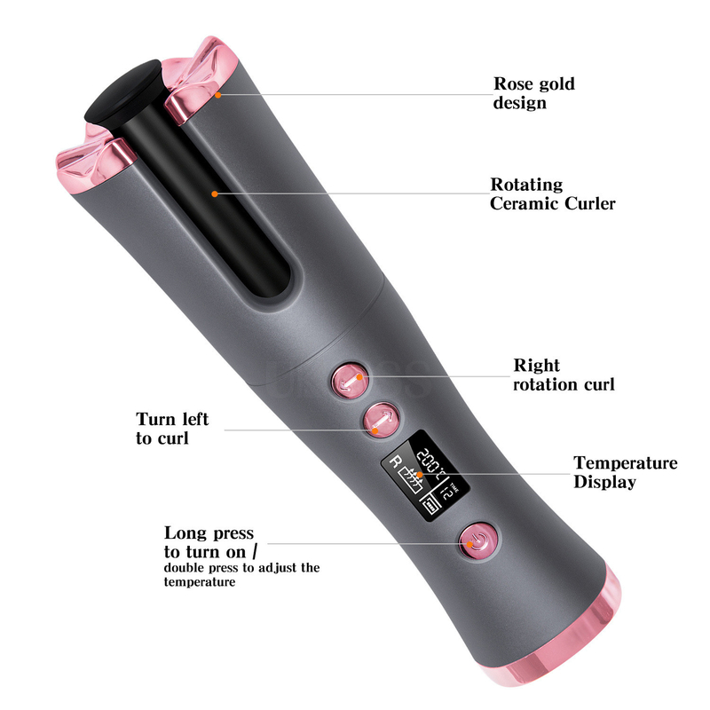Diseño inalámbrico de carga USB Mini portátil de hierro de rizado adecuado para viajes y uso doméstico
