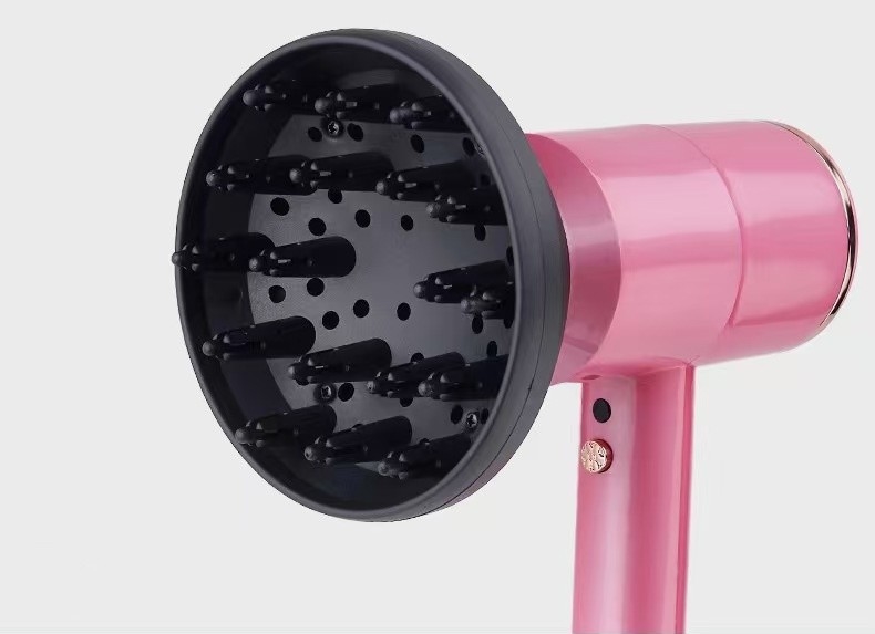 Secador de cabello rosa con 3 accesorios profesionales para un viento fuerte y cuidado suave adecuado para todos los tipos de cabello