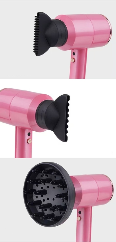 Secador de cabello rosa con 3 accesorios profesionales para un viento fuerte y cuidado suave adecuado para todos los tipos de cabello