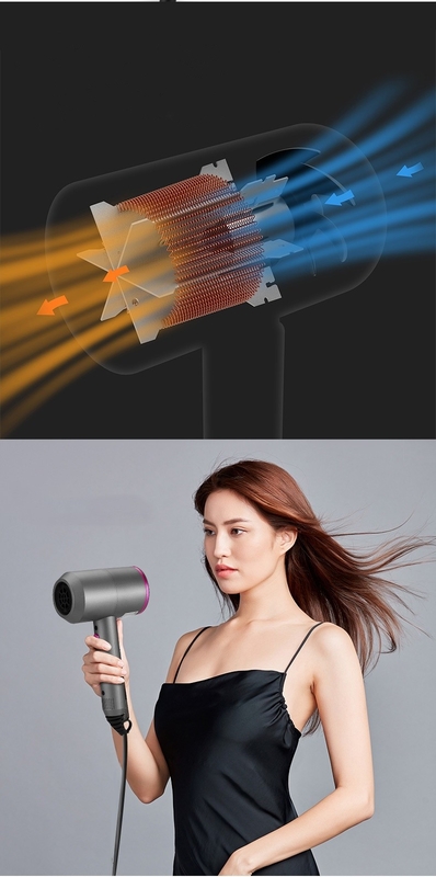 Secador de pelo eléctrico de 1500 vatios con 3 accesorios multifuncionales para un peinado perfecto y suave