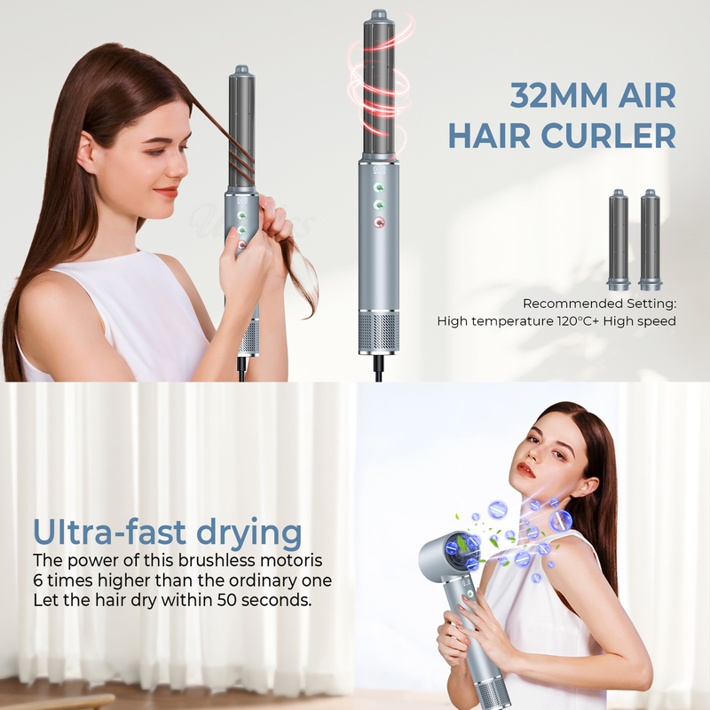 220V 5 en 1 velocidad estilo de aire caliente profesional sin frizz secador de respiración cepillo rizado enderezar con bolsa de viaje 3 velocidad frío