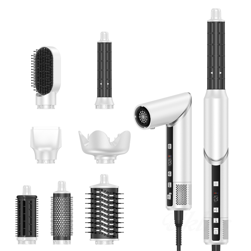 Secador de cabello profesional de aire caliente de secado rápido 8 en 1 cepilla con curl automático y cable de alimentación 2M 1500W Multi-Styler