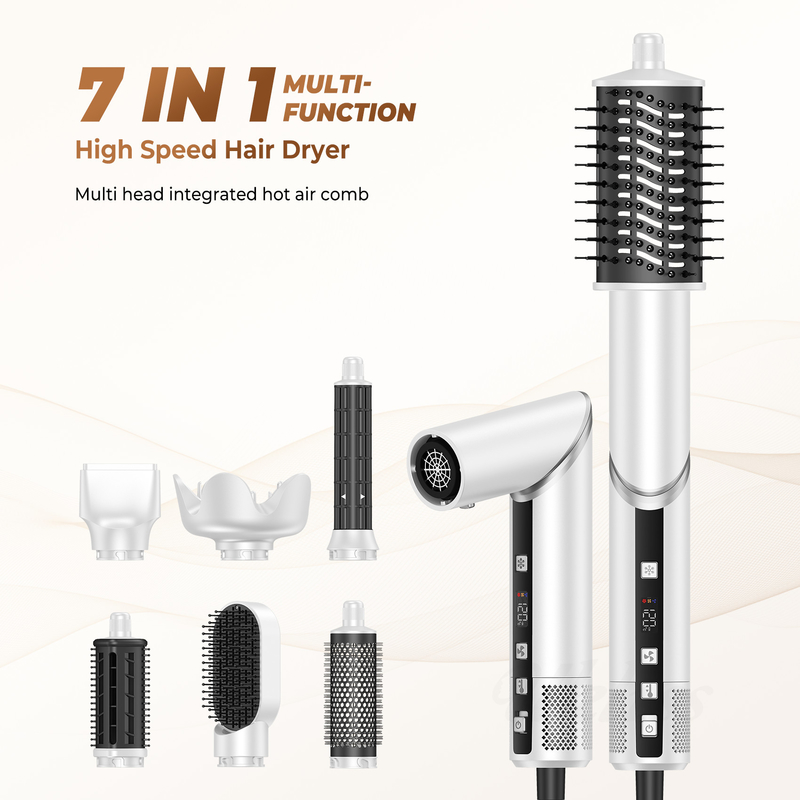 Secador de cabello profesional de aire caliente de secado rápido 8 en 1 cepilla con curl automático y cable de alimentación 2M 1500W Multi-Styler