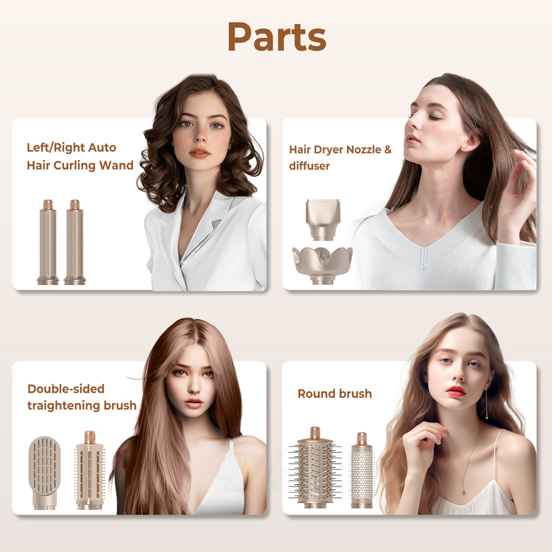 Frío 4 engranajes 8 en 1 peinador 110 000 RPM Velocidad Negativo Iónico Secador de cabello Automático Curling Iron Volumizer Limpiador