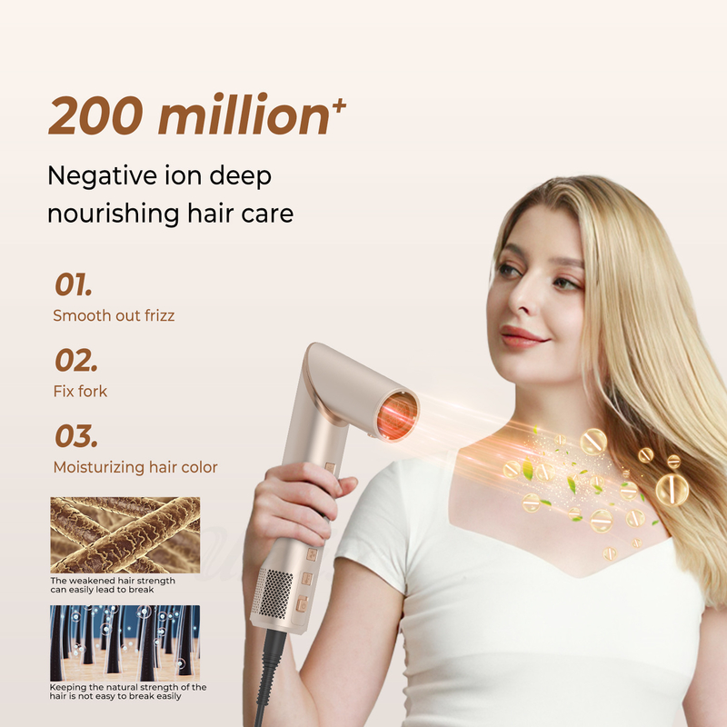 Frío 4 engranajes 8 en 1 peinador 110 000 RPM Velocidad Negativo Iónico Secador de cabello Automático Curling Iron Volumizer Limpiador