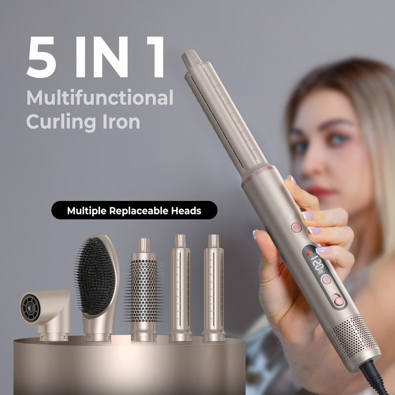 6 en 1 estilista profesional de aire caliente secador de cabello potente y alisador conjunto curling volumen alisador