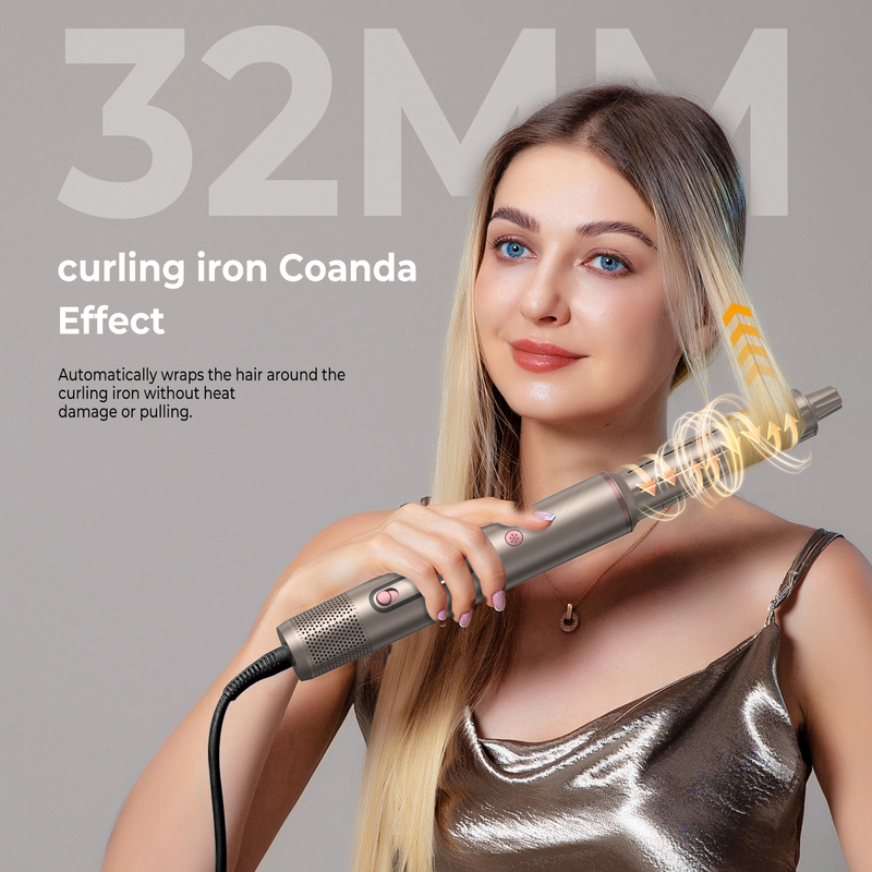 6 en 1 estilista profesional de aire caliente secador de cabello potente y alisador conjunto curling volumen alisador