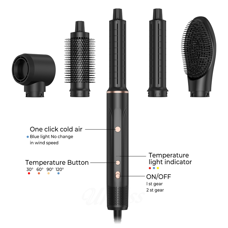 Percha para secar el cabello profesional con aire caliente 5 en 1 velocidad iónica negativa secado rápido frío 4 velocidad tensión 110V / 50HZ 240V / 60HZ